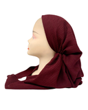 Royal T Solid Maroon Crinkle Open Back Pre-Tied Bandanna with Velvet Grip