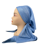 It's Younique Solid Slate Blue Shimmer Pre-Tied Bandanna with Velvet Grip