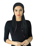 Cherie Black/Hot Pink Denim Jersey Stretch Adjustable Pre-Tied Bandanna