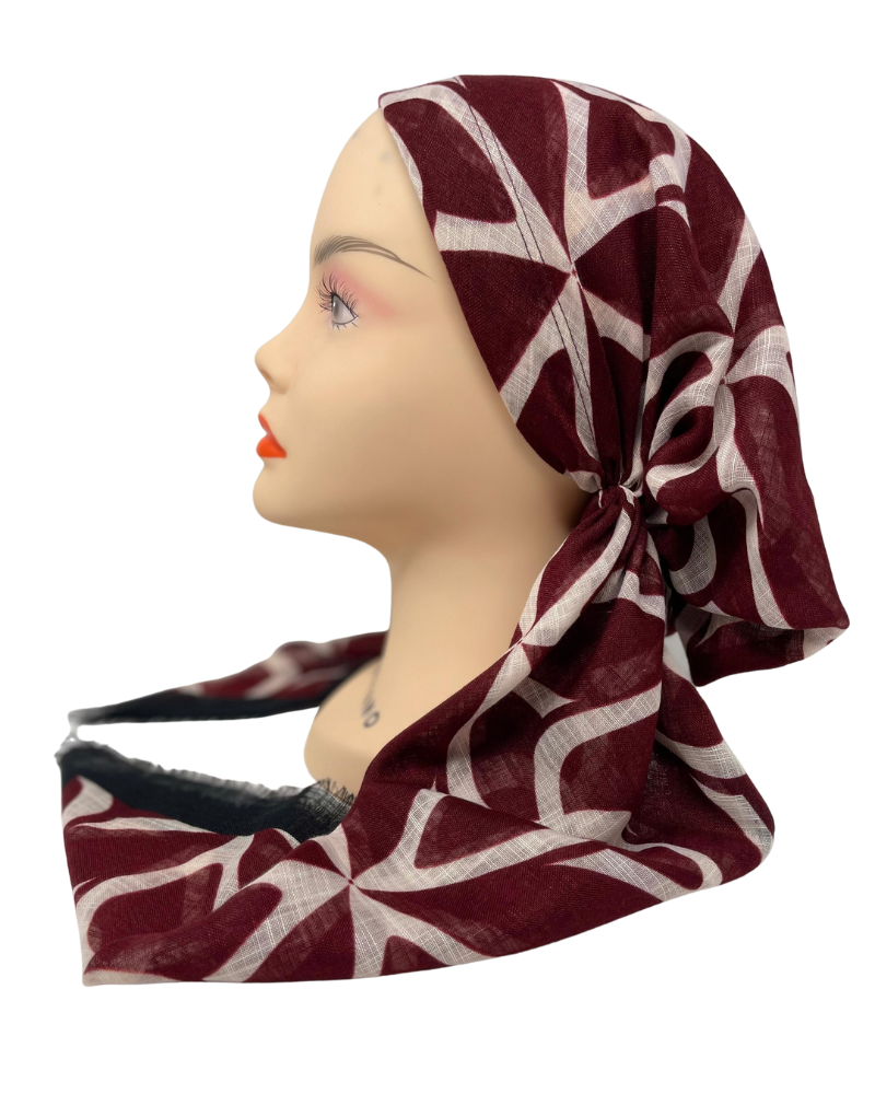 It's Younique PP-FOL-MA Maroon Foliage Pre-Tied Bandanna with Velvet Grip Myselflingerie.com