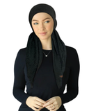 Cherie Black Design Jersey Stretch Adjustable Pre-Tied Bandanna