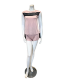 Oh! Zuza 3226 Dusty Pink / Black Lace Open Back Modal Pajamas Shorts Set Myselflingerie.com