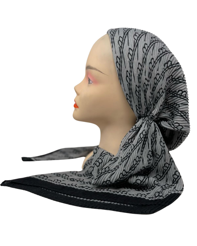 Revaz HS591A Black Crinkle Gucci Adjustable Pre-Tied Bandanna with Velvet Grip Myselflingerie.com