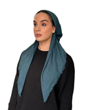 Tie Ur Knot Aqua Fringe Solid Adjustable Pre-Tied Bandanna with Full Non Slip