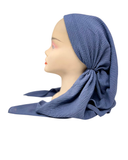 Royal T Solid Slate Blue Crinkle Open Back Pre-Tied Bandanna with Velvet Grip