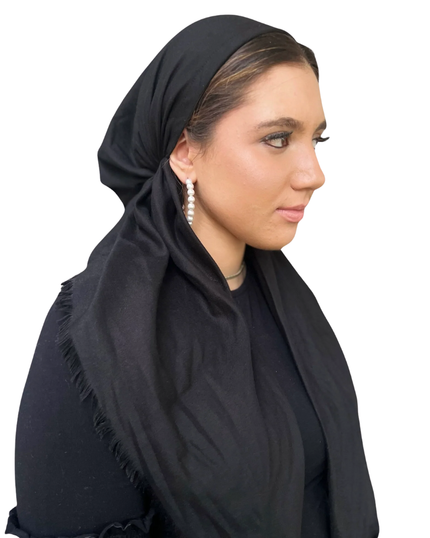 Solid Black Adjustable Pre-tied Bandanna with Velvet Grip