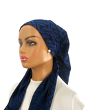 P2484-25 Black/Blue Corners Classic Fit Pre-Tied Bandanna