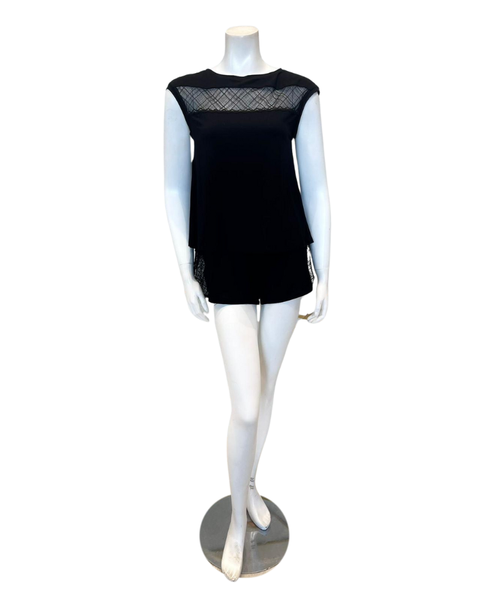 Oh! Zuza Black Lace Open Back Modal Pajamas Shorts Set Myselflingerie.com
