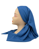 TSFVS-OB-DB Solid Deep Blue Crinkle Open Back Pre-Tied Bandanna with Velvet Grip