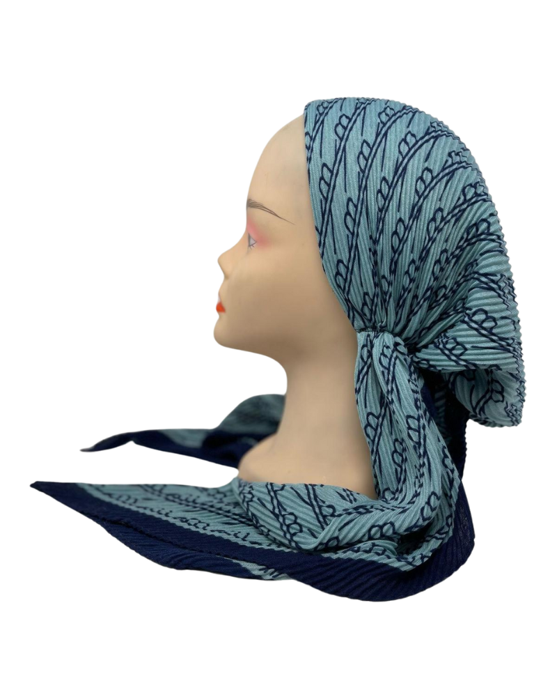 Revaz HS591XX Blue Crinkle Gucci Adjustable Pre-Tied Bandanna with Velvet Grip Myselflingerie.com