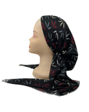 Revaz Black/Red Leaves Adjustable Pre-Tied Bandanna with Velvet Grip