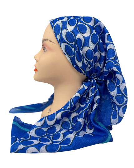 It's Younique OB-CO-BL Coach Inspired Blue Shimmer Pre-Tied Open Back Bandanna with Velvet Grip Myselflingerie.com