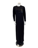 Chicolli N5093-25A Black Satin Statement Bamboo Button Down Nightgown Myselflingerie.com