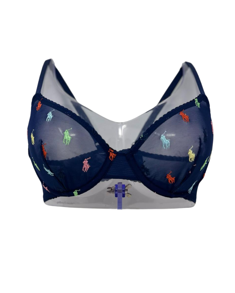 Polo by Ralph Lauren 4P0210-R2815 Navy Embroidered Demi Underwire Bra Myselflingerie.com
