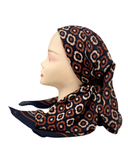 TSFVP-DA-OB-NY Navy Daisy Crinkle Print Open Back Pre-Tied Bandanna with Velvet Grip