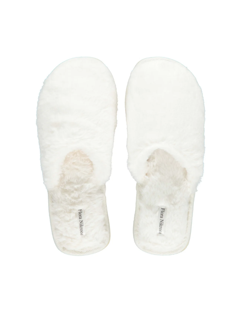 Flora Nikrooz S10006 Ivory Teddy Victoria Slippers Myselflingerie.com