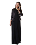 Sparrow S7270 Black Ribbed Sleeveless 57" Maxi Shell Dress Myselflingerie.com