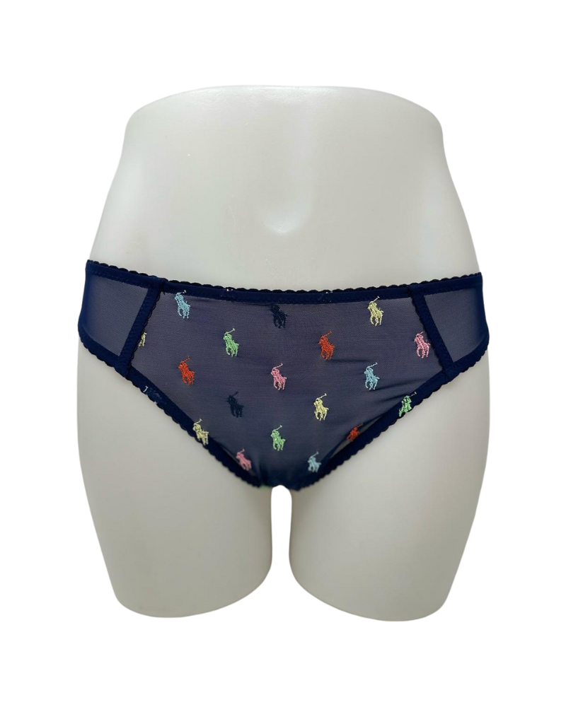 Polo by Ralph Lauren 4P0178-R2815 Navy Mesh Embroidered Sheer Bikini Myselflingerie.com