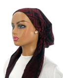 P2484-25 Black/Burgundy Corners Classic Fit Pre-Tied Bandanna