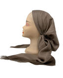 Revaz HS561TP Taupe Solid Border Adjustable Pre-Tied Bandanna with Velvet Grip Myselflingerie.com