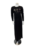 Mega Dreams 357735 Black Ribbed Tri Color Embroidered Flowers Modal Nursing Nightgown Myselflingerie.com