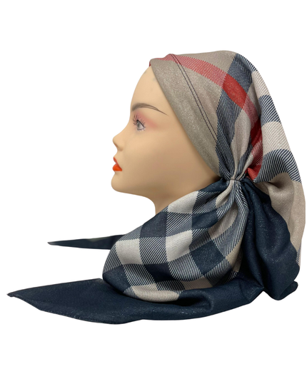 It's Younique OB-SHIM-BUR Burberry Inspired Shimmer Pre-Tied Open Back Bandanna with Velvet Grip Myselflingerie.com