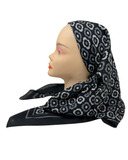 Royal T Black Daisy Crinkle Print Open Back Pre-Tied Bandanna with Velvet Grip