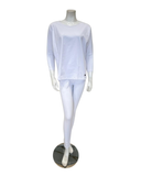 3049-R White Round Neck Modal Pajamas Set