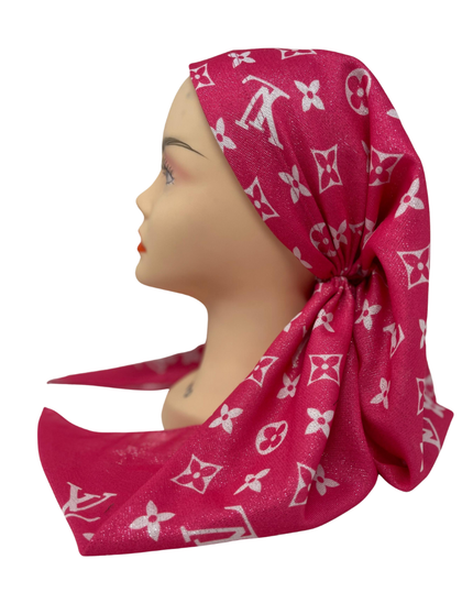 It's Younique OB-LV-HOT Hot Pink LV Inspired Pre-Tied Open Back Bandanna with Velvet Grip Myselflingerie.com