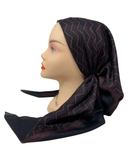 It's Younique OB-ZIG-MAR Maroon Zig Zag Pre-Tied Open Back Bandanna with Velvet Grip Myselflingerie.com