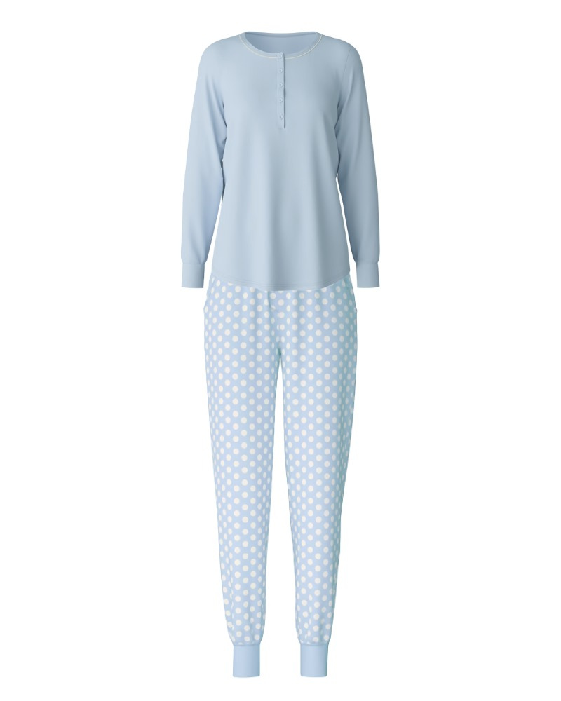 Calida 15454 + 29273 Harmony Blue Favourites 100% Cotton Pajamas Set Myselflingerie.com