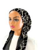 Ahead Black Cream Touch of Gold Timeless Fit Pre-Tied Bandanna