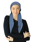 Cherie Denim Terry Adjustable Pre-Tied Bandanna