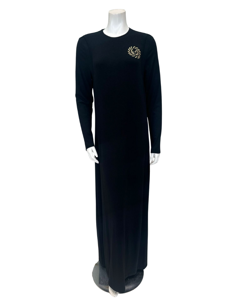 Angelice S-7413 Black Logo Ribbed Modal Coverall Nursing Nightgown Myselflingerie.com