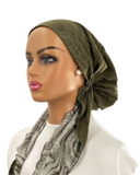 P2415-25 Olive Green Water Marble Classic Fit Pre-Tied Bandanna