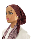 TT2415-25 Burgundy Water Marble Timeless Fit Pre-Tied Bandanna