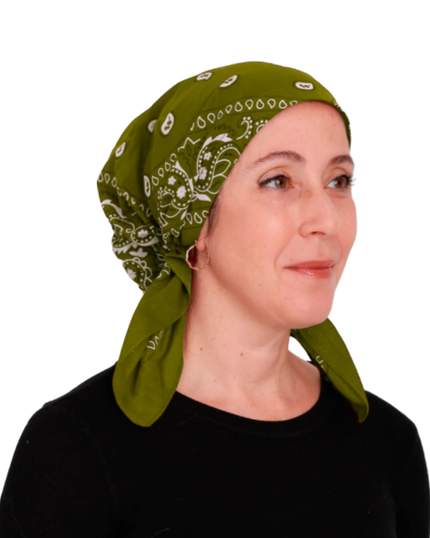 Cherie HB166OL Olive Printed Pre-Tied Bandanna Myselflingerie.com