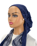 TT2415-25 Navy Water Marble Timeless Fit Pre-Tied Bandanna