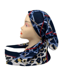 Royal T Navy Paw Print Trim Pre-Tied Bandanna with Velvet Grip