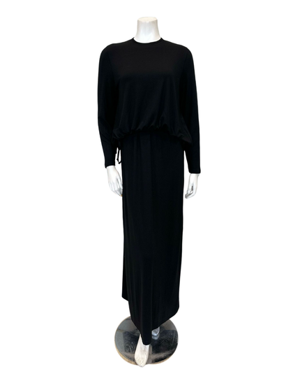 Velvet Black Drawstring Modal Nursing Nightgown