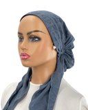 Ahead Denim Classic Contrast Israeli Style Long Tails Pre-Tied Bandanna