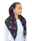 Scarf Bar Hot Pink Stars Classic Pre-Tied Bandanna with Velvet Grip