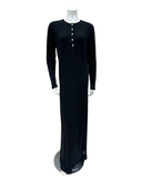 Velvet AL859BLK Black Ribbed White Button Down Modal Nightgown Myselflingerie.com