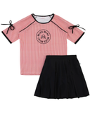 PSS07 Pinstripe Swim Top & Skirt Set