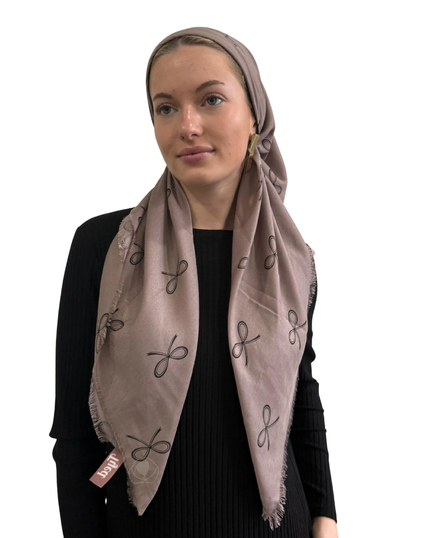 TYED Mocha Dainty Bow Adjustable Pre-tied Bandanna with Velvet Grip Myselflingerie.com