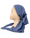 Royal T Solid Slate Blue Crinkle Pre-Tied Bandanna with Velvet Grip