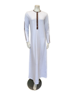 Nico Italy AN823WT White with Tan Trim Snap Front Cotton Nightgown Myselflingerie.com