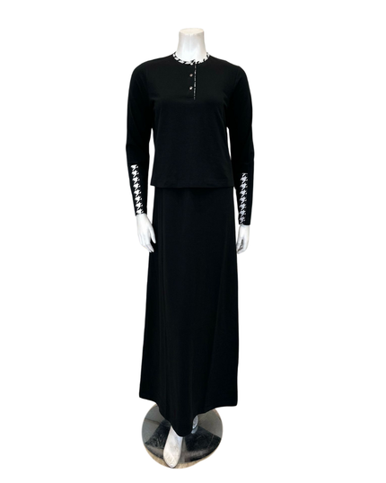 Nico Italy AN1802 Black Pepita Trim Cotton Nursing Nightgown Myselflingerie.com