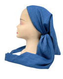 TSFVS-DB Solid Deep Blue Crinkle Pre-Tied Bandanna with Velvet Grip