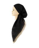 Revaz Black/Taupe Solid with Border Adjustable Pre-Tied Bandanna with Velvet Grip